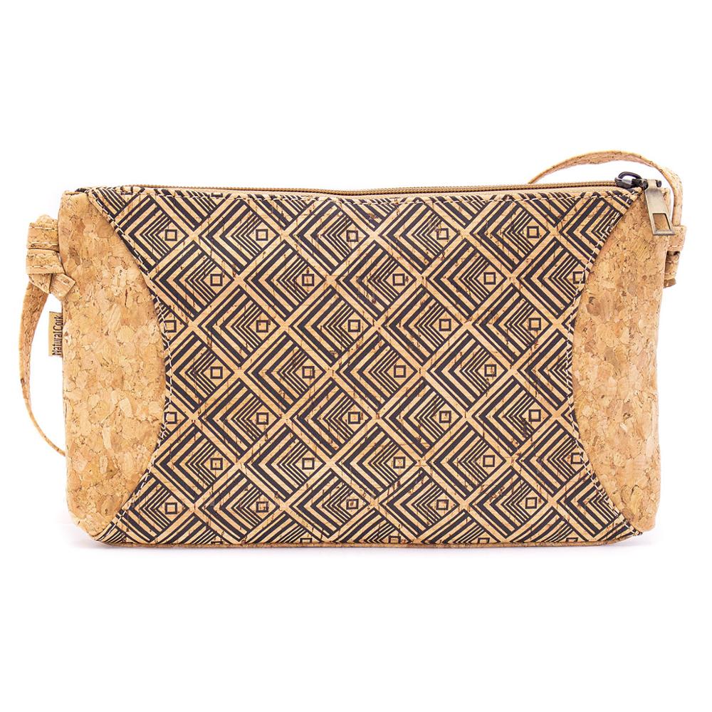 Natuurlijke Kurk Met Patroon Kleine Rits Crossbody Purse Tas-620: BAG-620-C