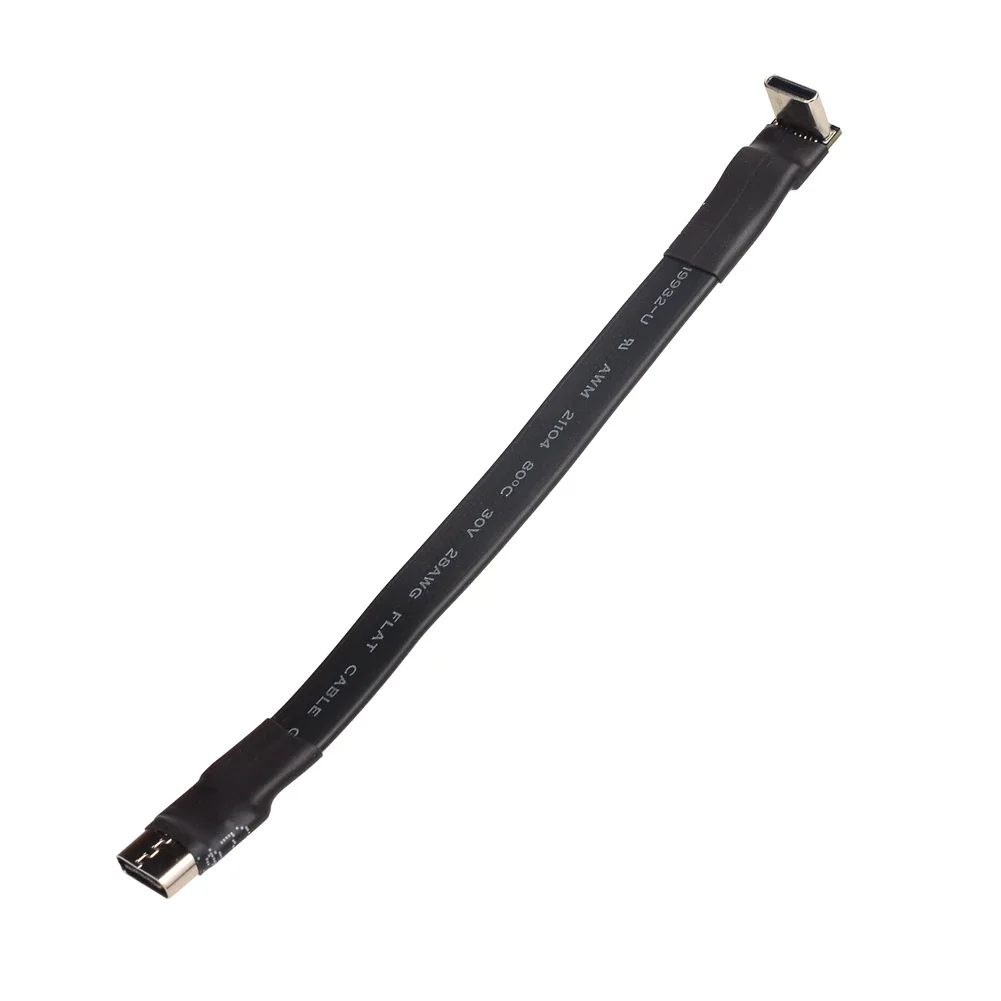 Cable plano de cinta USB 2,0 tipo C, extensión blindada, Cable FPC USB 2,0 USB-C, conectores en ángulo arriba/abajo de 90 grados, 5CM-3M para TV y PC