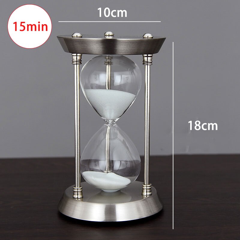 Metal Hourglass Timer Home Desktop Decor Hourglasses Countdown Decoration Timing Hourglass Crafts Home Office Decorations: 15min sliver