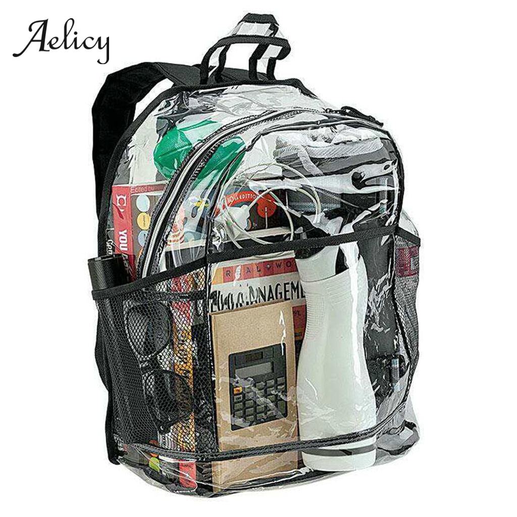 Aelglacial sac à dos Transparent PVC épaule étanche femmes adultes étudiants voir à travers Bookbag sac à dos ordinateur portable 606