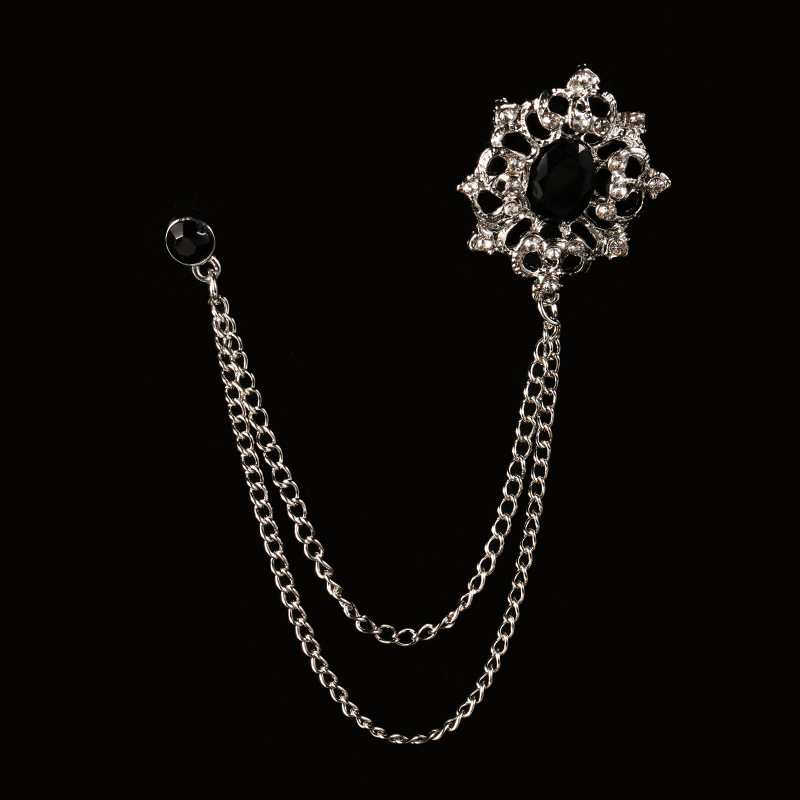 SKEDS-broches de cadena clásicos con diamantes de imitación para hombre, joyería para traje, decoración de cristal Vintage, broche para banquete, insignias, Pin, ramillete