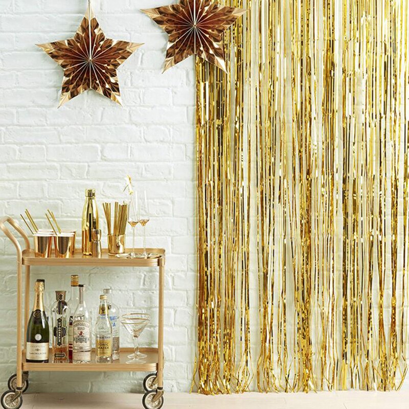 3M Gold Pink Rainbow Sequin Backdrop Foil Fringe Tinsel Curtain Wedding Birthday Party Rain For Decoration PSC55