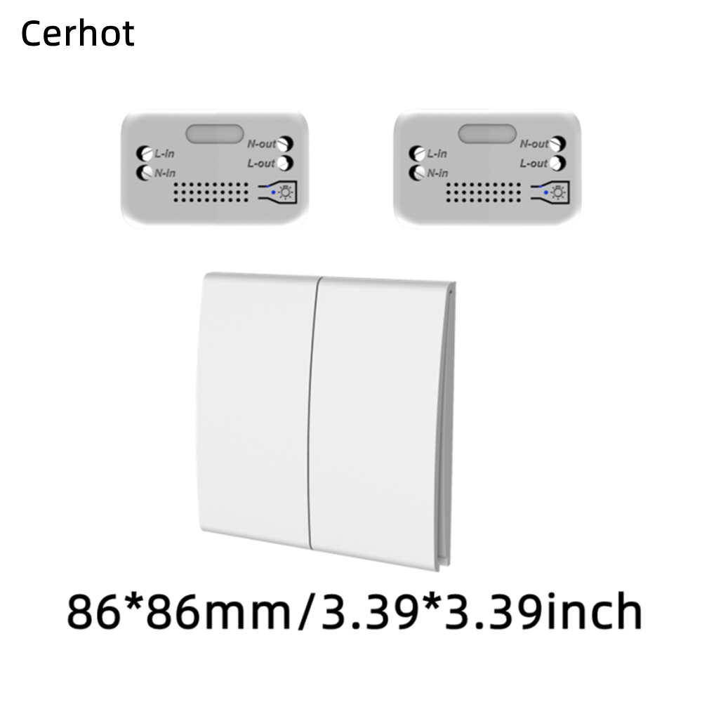 Cerhot interrupteur sans fil auto-alimenté bouton poussoir recevoir relais marche/arrêt interrupteur d'éclairage mural RF pas de batterie pas de câblage interrupteur de lampe à LED: Marron