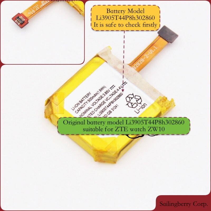 Originele Batterij Geschikt Voor Zte-Horloge ZW10 Met Batterij Model Li3905T44P8h302860 (Controleer Dit Model Eerst)
