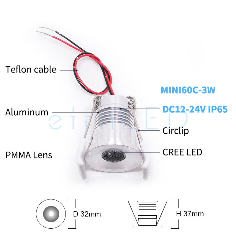etrnLED Outdoor Waterproof Mini Spot Led 12V 24V Recessed Spotlight Ceiling Home Down Light Bathroom Sauna Lamp Dimmable Focus