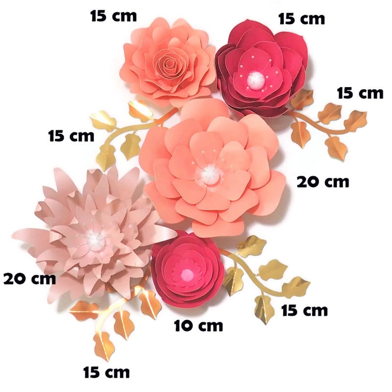 Handgemaakte Cardstock Rose Diy Papier Bloemen Bladeren Set Voor Wedding & Event Backdrops Decoraties Nursery Muur Deco Video Tutorials