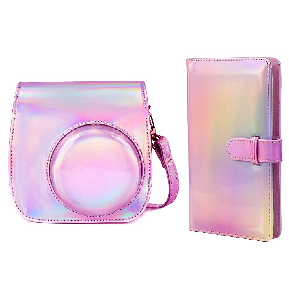 Für Fujifilm Instax Mini 11 9 8 + 8 Kamera Zubehör PU Leder Schulter Tasche Schutz Abdeckung fallen + Album instax Mini: Rosa