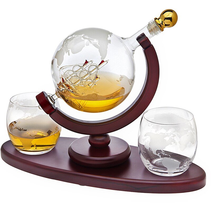 DEOUNY Glass Barrel Whiskey Decanter Nautical Liquor Dispenser Lead Free Beer Decanter For Bourbon Rum Brandy Decoration 1000ml