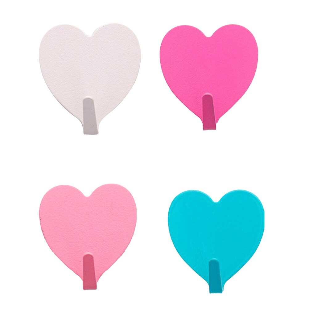 Gancho de pared para puerta de habitación de niños, adhesivo romántico en forma de corazón de hierro, limpieza de cocina, 4 Uds.