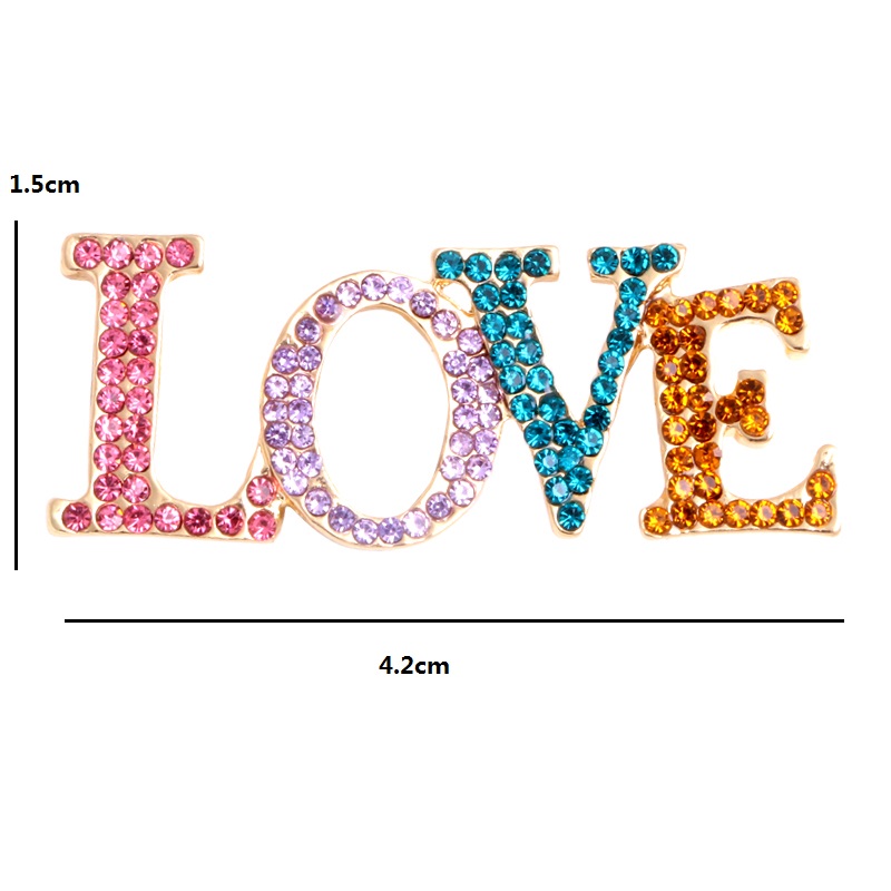 Wuli &amp; Baby Multicolor Rhinestone Liefde Broches Vrouwen Mannen Engels Wereld Liefde Party Office Broche Pins