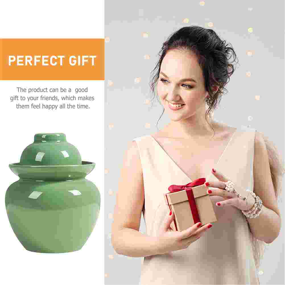 Traditional Pickle Jar Ceramic Pickle Container Fermentation Jar with Lid