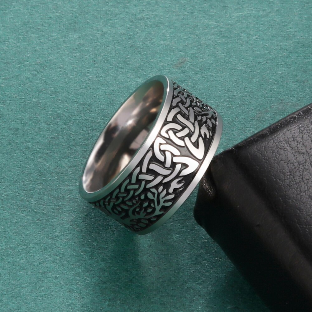 Dawapara-anillo Vintage del árbol de la vida para hombres, amuleto Vikingo, anillos de nudo celtas, joyería de acero inoxidable, talismán