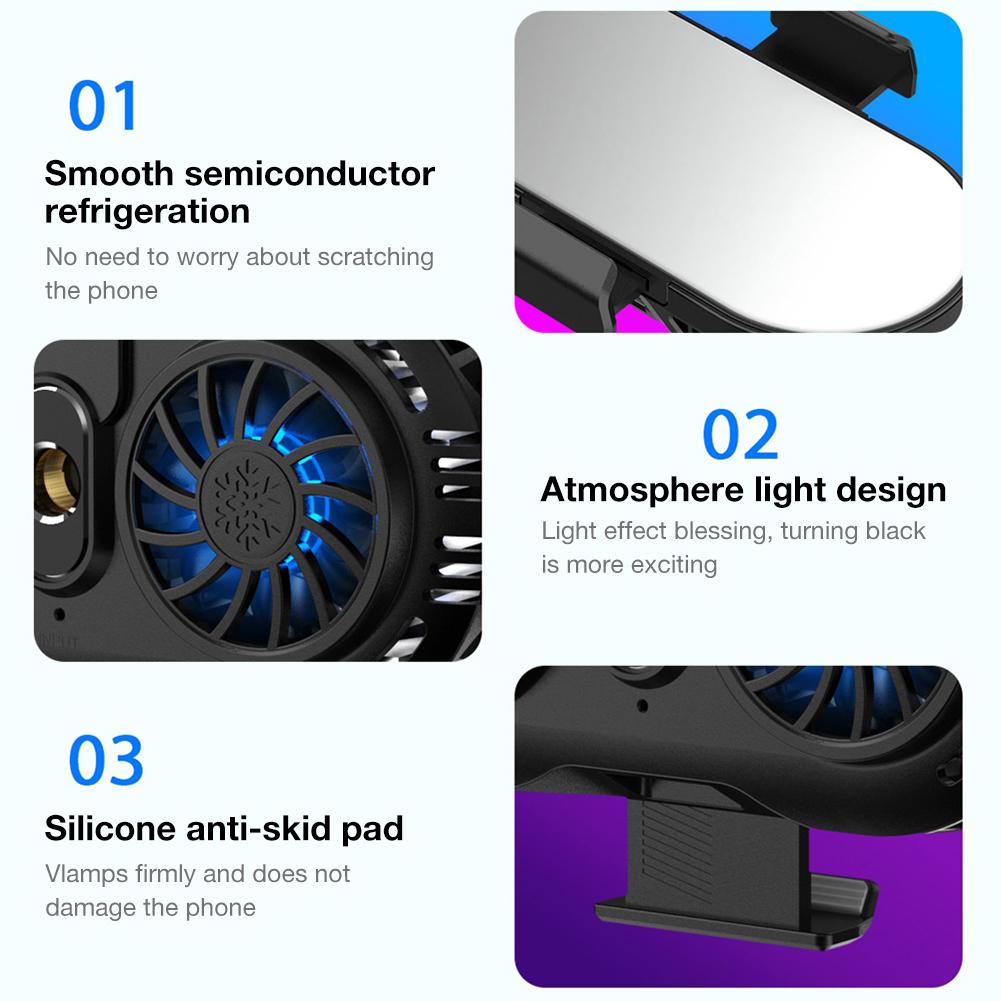 Mobile Phone Radiator Adjustable Portable Gaming Phone Cooler Cooling Fan Holder Heat Sink Universal For 4-6.5 Inches Phones