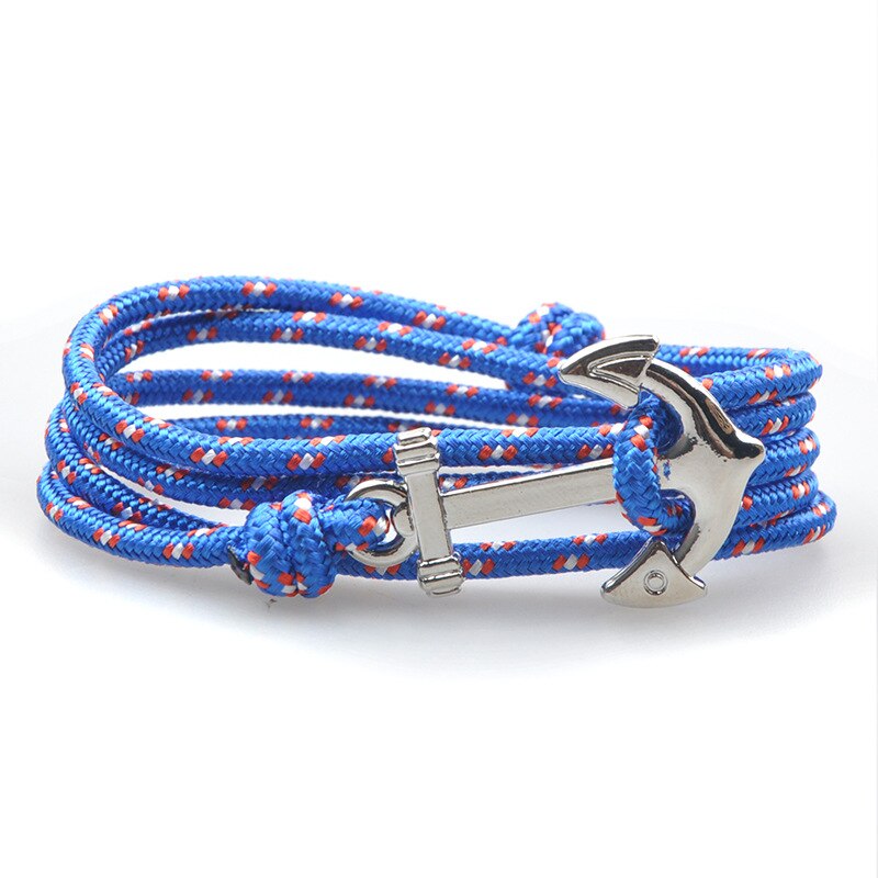 Legering anker armband verstelbare nylon touw ketting armband armband sieraden vintage bedel anker armbanden voor vrouwen mannen: 8