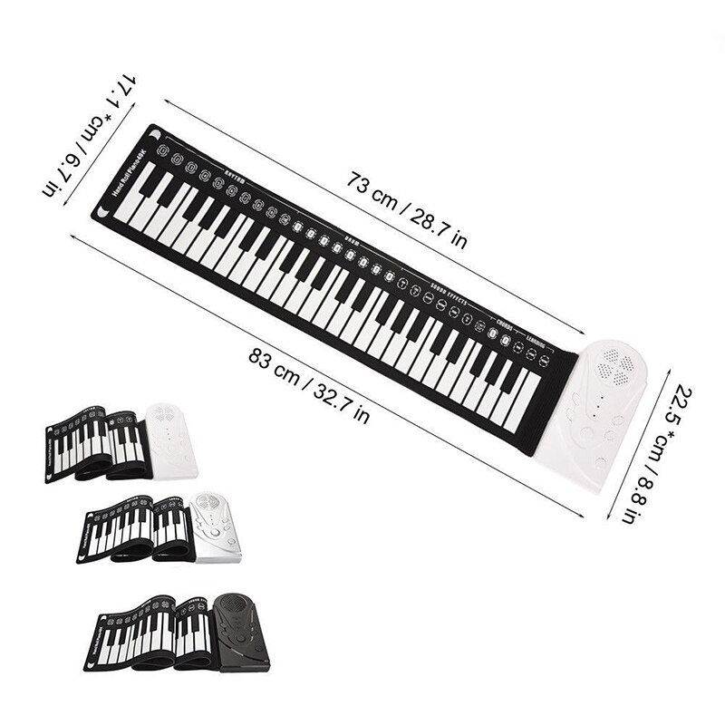 Portable Flexible Digital Keyboard Piano 49 Keys Tones Rhythms Electronic Roll Up Piano Toys ALS88