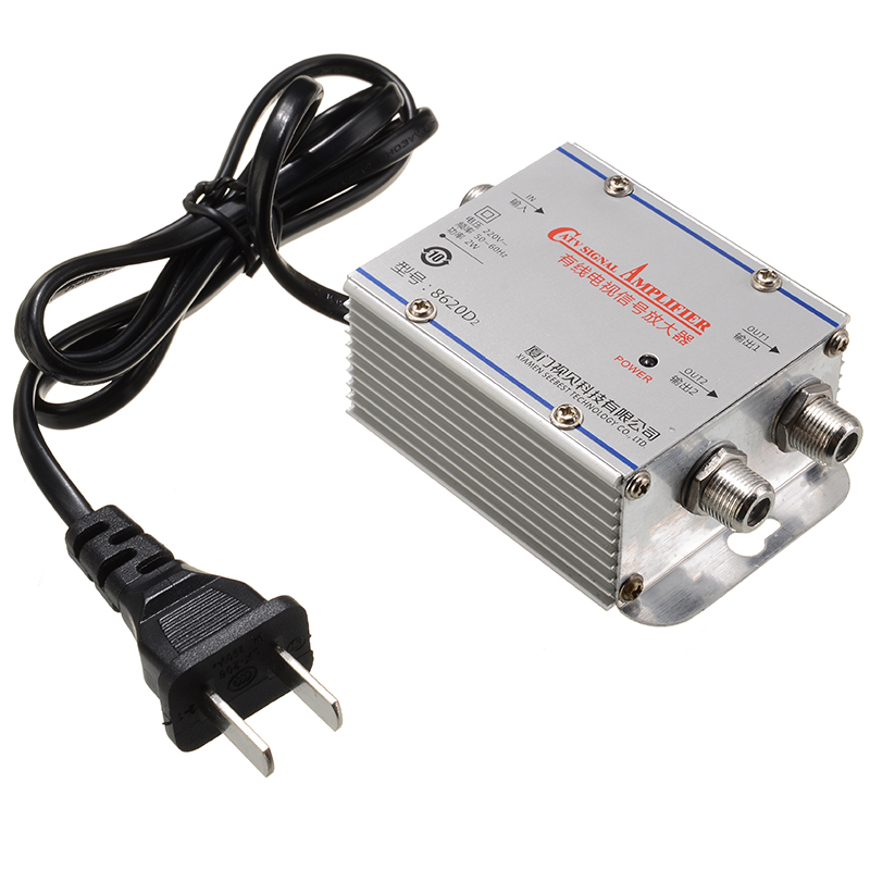 220V 2 Way CATV Cable TV Signal Amplifier 45-860 MHz AMP Antenna Booster Splitter Set Broadband Home TV Equipment