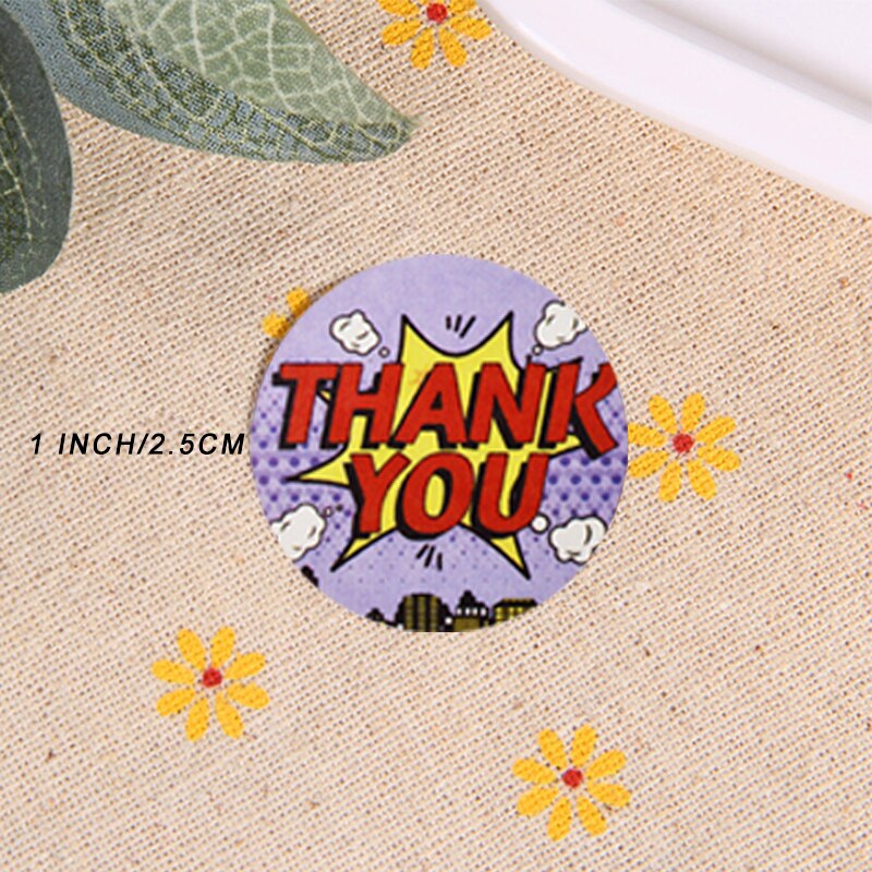 1 inch Cratoon Words Thank You Stickers 500pcs/roll Seal Labels for Teacher Reward Student Sticker Round Reward Sticker for Kids