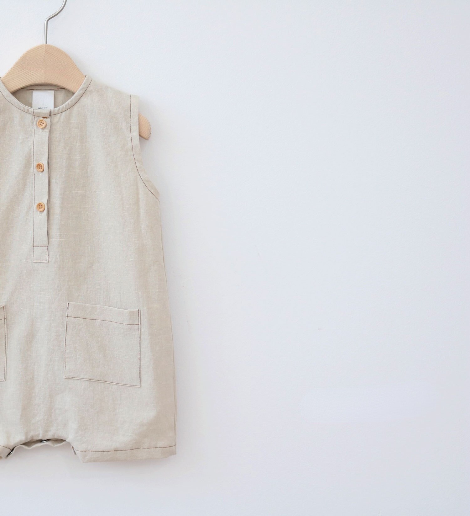 2048B vestiti per bambini tute da ragazzo vendita calda abiti estivi dritto tre bottoni vestiti da arrampicata per bambini vestiti di un pezzo: Beige / 66 for 6m