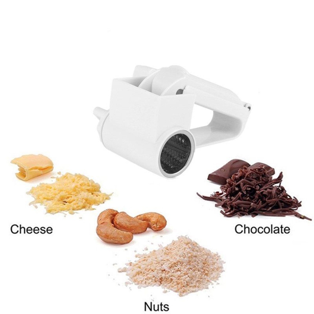Plastic Hand-Cranked Cheese Grater Rotary Ginger Slicer Grater Cutter for Chocolate with Stainless Steel Drum