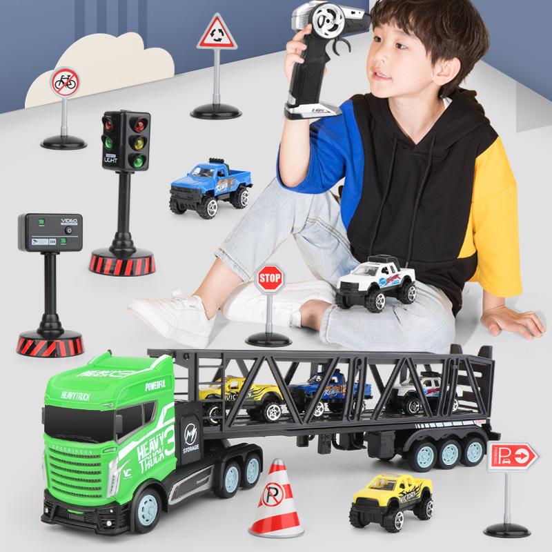 RCtown – camion-remorque télécommandé 2.4G 1/16, jouet de Simulation de Transport, modèle de voiture de garçon