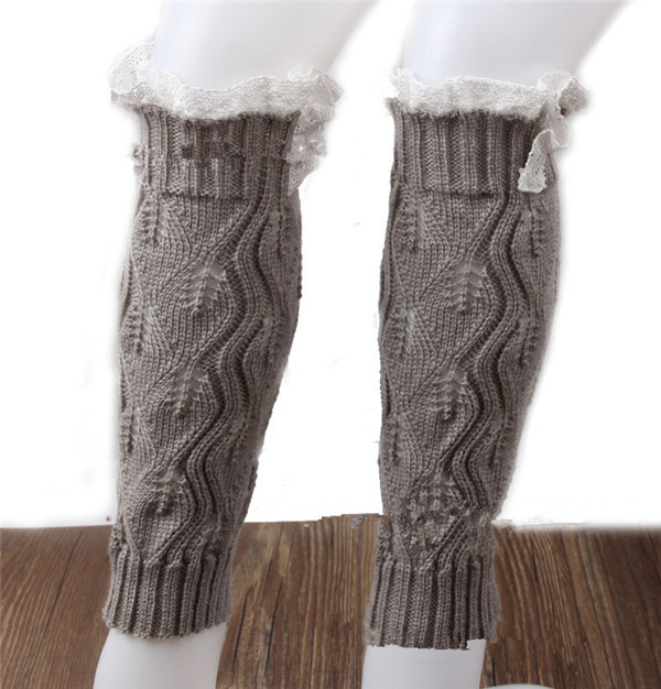 Calentadores de piernas de punto para niñas a la botones de encaje de ganchillo calentadores de piernas para NIÑOS Calcetines de bota infantil de invierno para chico: Light Grey