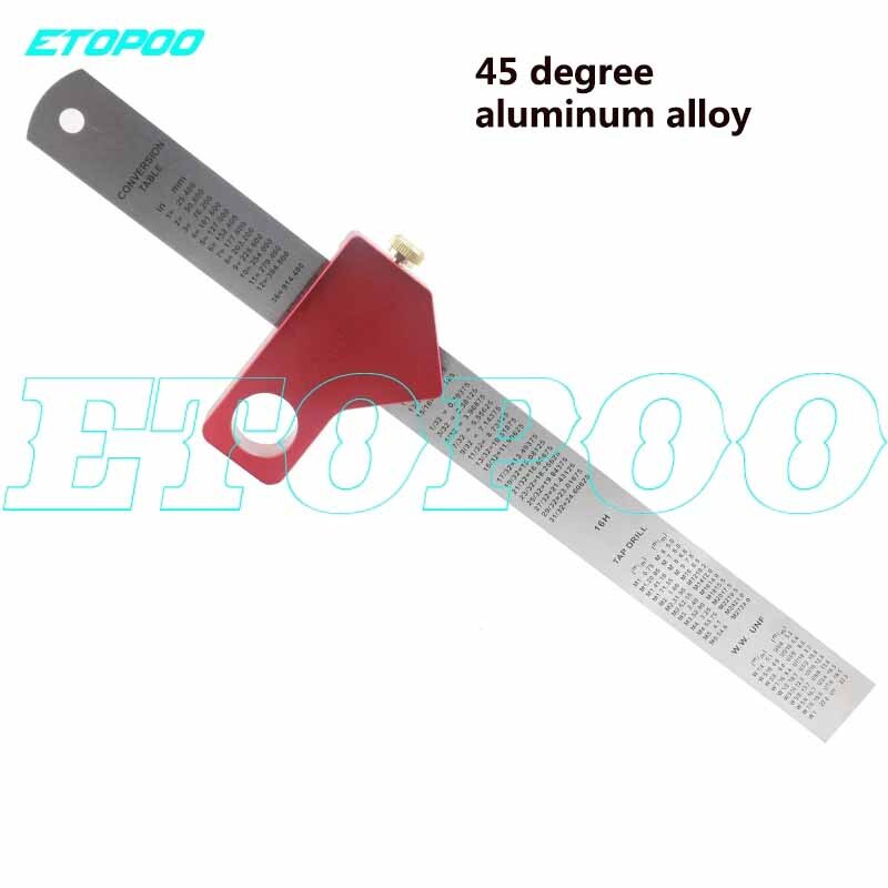 45 Degree Angle Scribe Carpenter Gauge Universal Steel Ruler Locator Steel Ruler Adjustable Fixed Block Woodworking DIY Tool