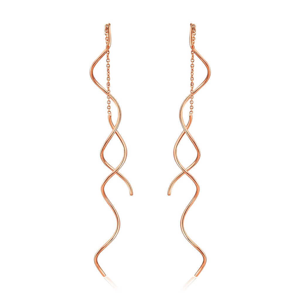 Orecchini pendenti lunghi intrecciati unici per le donne Piercing orecchino di moda a catena in oro rosa con catena per regali di gioielli per ragazze E243: rose gold 243