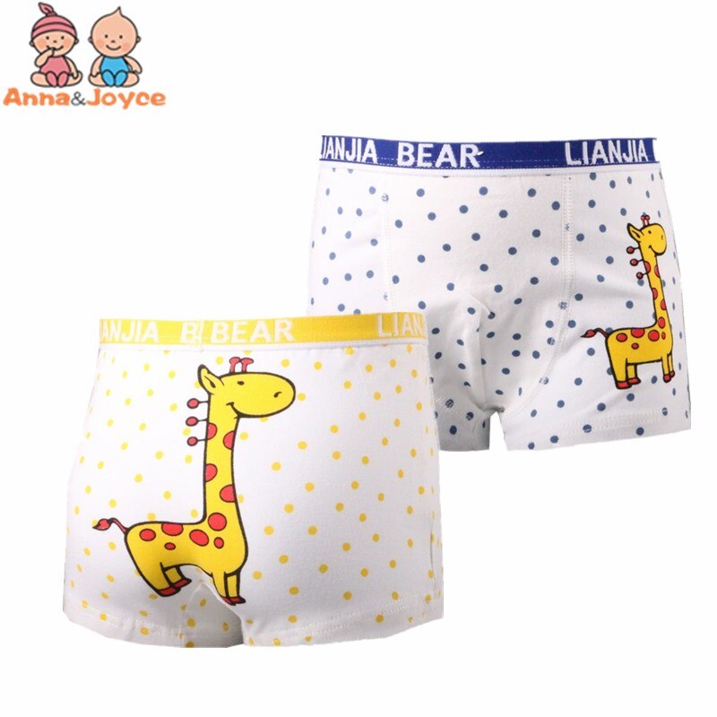 2 stk/parti drenge boxershorts børn undertøj til drenge bomulds boxer undertøj børn trusser giraf 2-10 år: Guld / 5