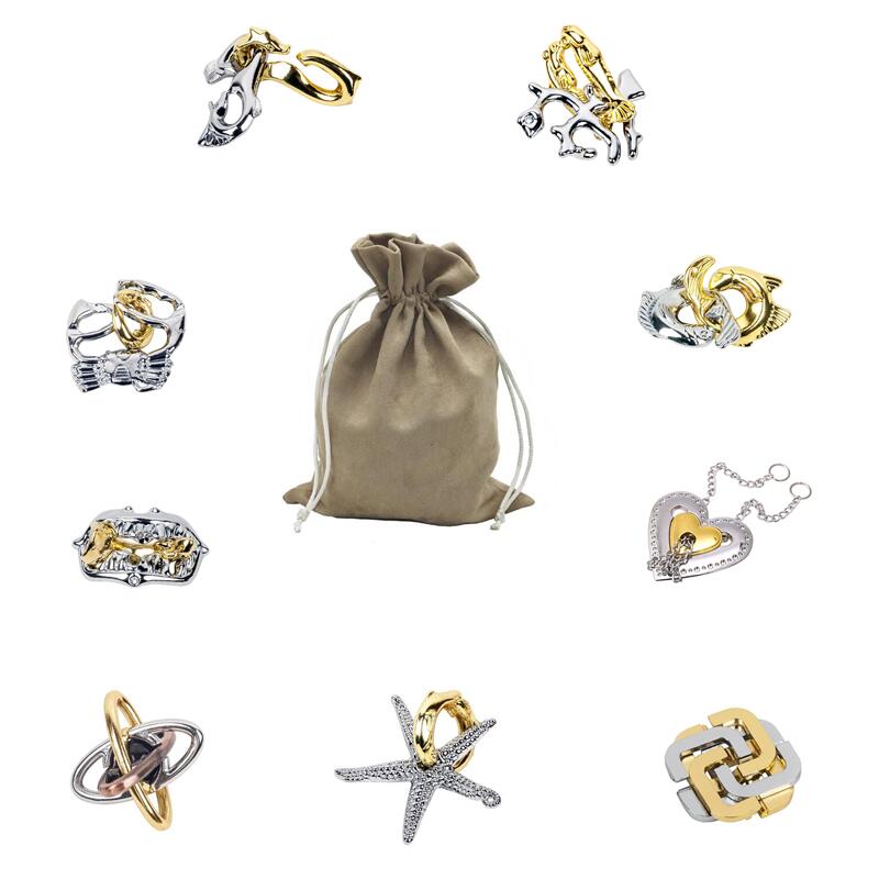 9/20PCS per Set Metal Puzzle Logic Mind Brain Teasers Rings Lock Baffling Game for Adults Children: green