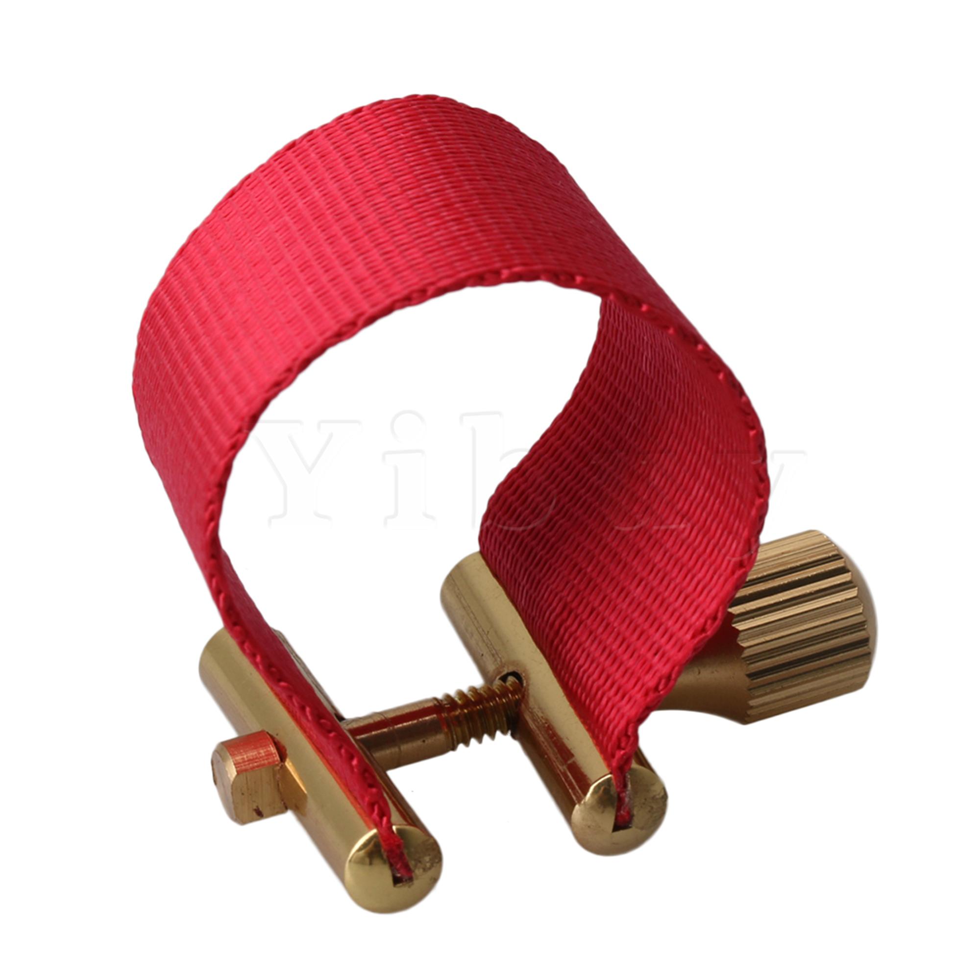 Yibuy Sax Ligatuur Sluiting Clip voor Tenorsaxofoon Rubber Mondstuk Rood