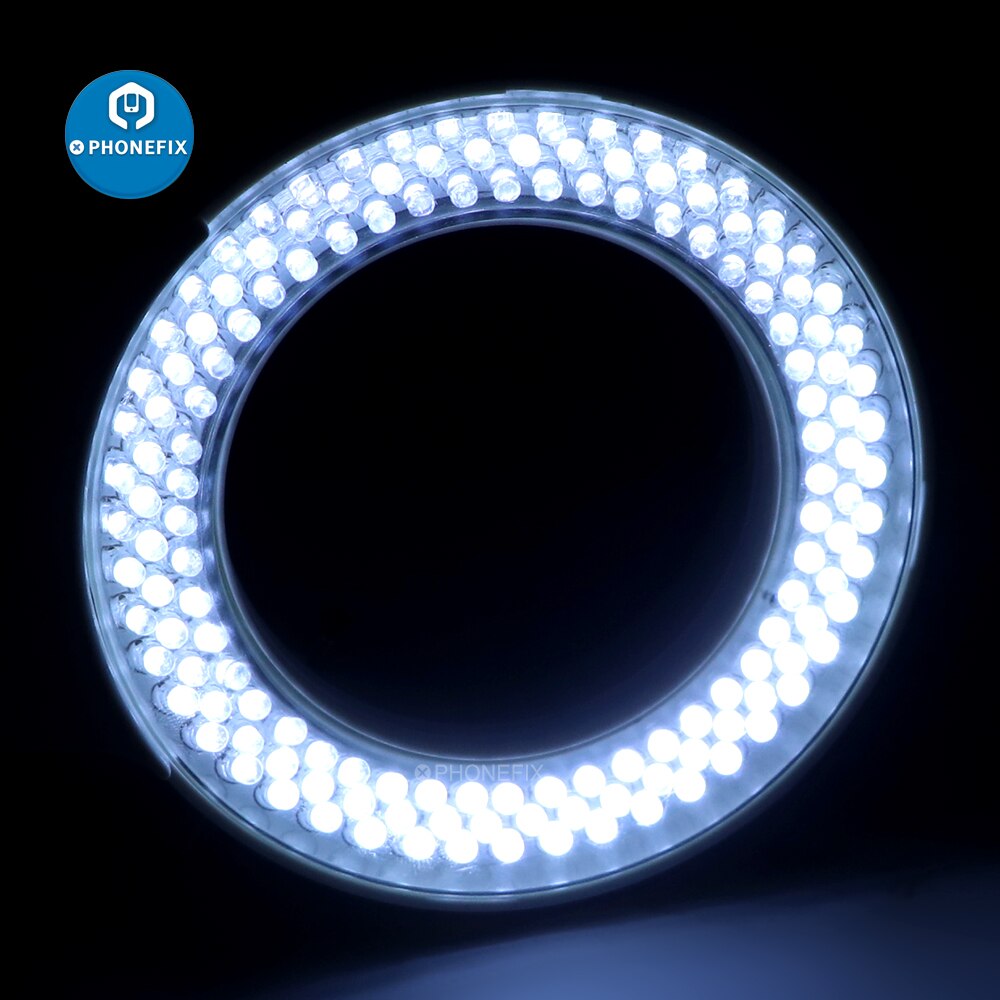 Microscopio 144 Anillo de luz LED de la lámpara del iluminador de microscopio círculo luz 0 - 100% microscopio cámara fuente de luz