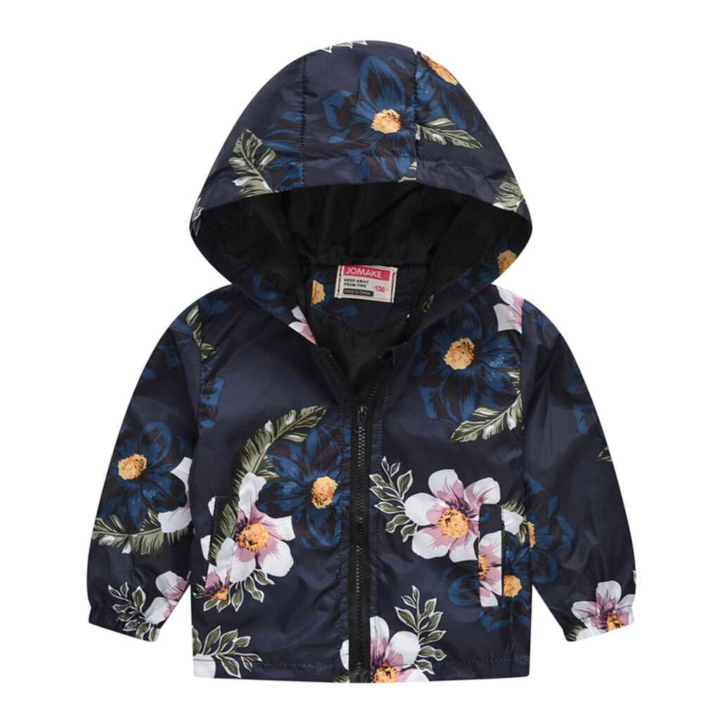 Giacca per le ragazze di Fiori fiori Stampati Con Cappuccio giacca a vento di Primavera tuta sportiva dei bambini bambini cappotto Enfant ragazzi giacche Magliette e camicette