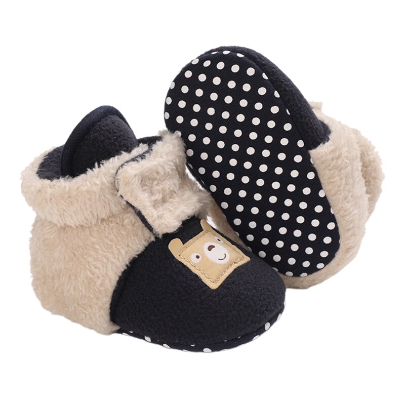 Babyjongens meisjes fleece laarsjes peuters cartoon warme katoenen schoenen met antislip onderkant: Marineblauw / 11