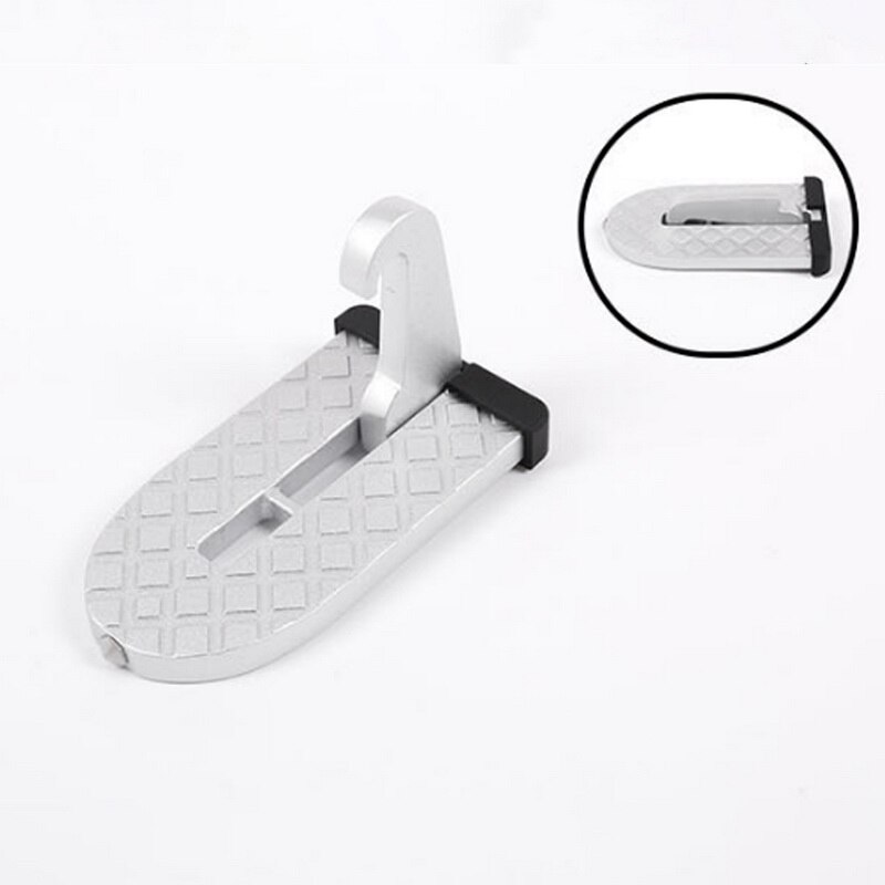 U-formet krok sammenleggbar pedal bil topp pedal bil sammenleggbar trinnstige hjelpepedal bil takpedal med sikkerhetshammer: Sølv