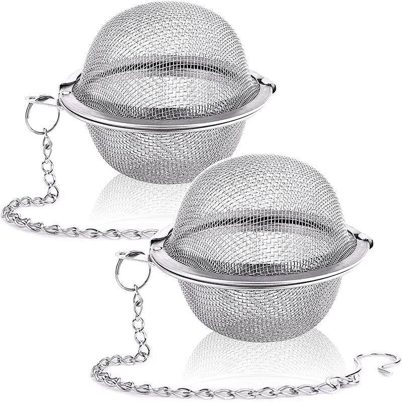 2pc Tea Infuser Extra Fine Mesh Tea Strainers For Loose Tea Stainless Steel Tea Strainer With Extended Chain Hook Spice Kitchen: Default Title