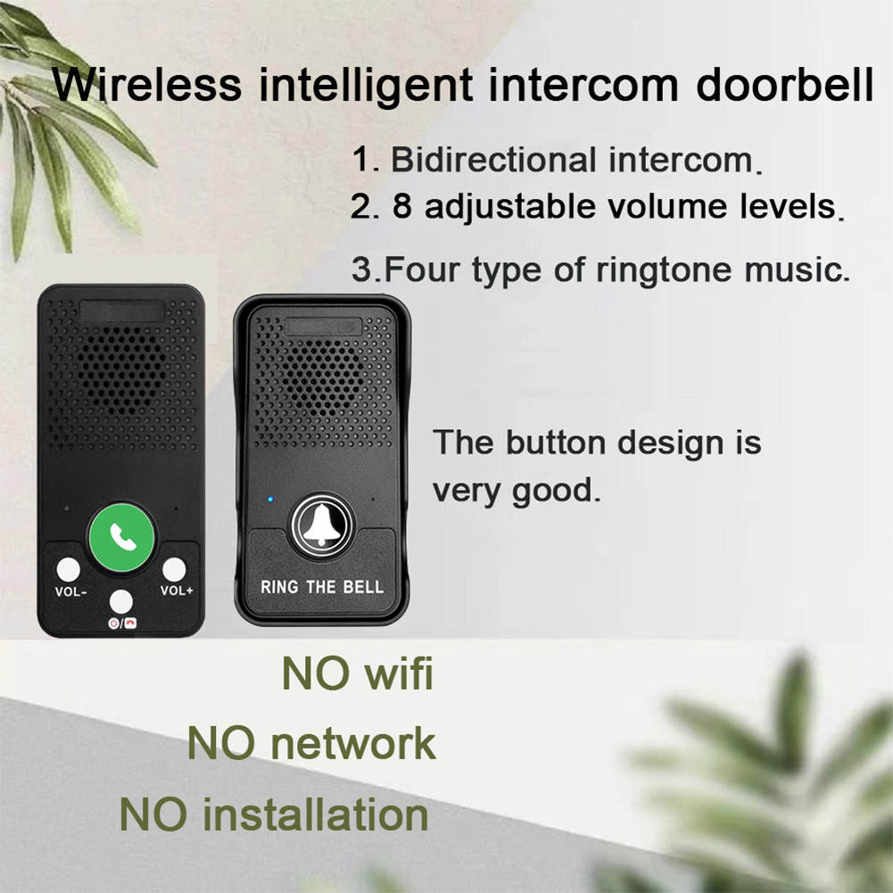 Sonnette sans fil, batterie Rechargeable, mains libres, interphone bidirectionnel Full Duplex, sonnette de porte, une pression pour parler, carillon de porte