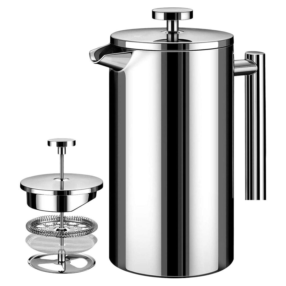 French Press Coffee Maker Stainless Steel Coffee Percolator Pot,Double Wall & Large Capacity Manual Cafetiere Coffee Containers