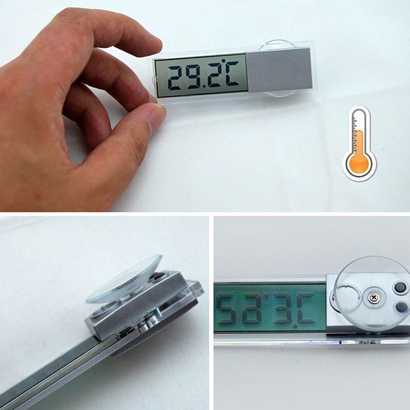 Digital vejrstation sugekop indendørs udendørs vindue termometer stort lcd vindue termometer hydrometer: 02