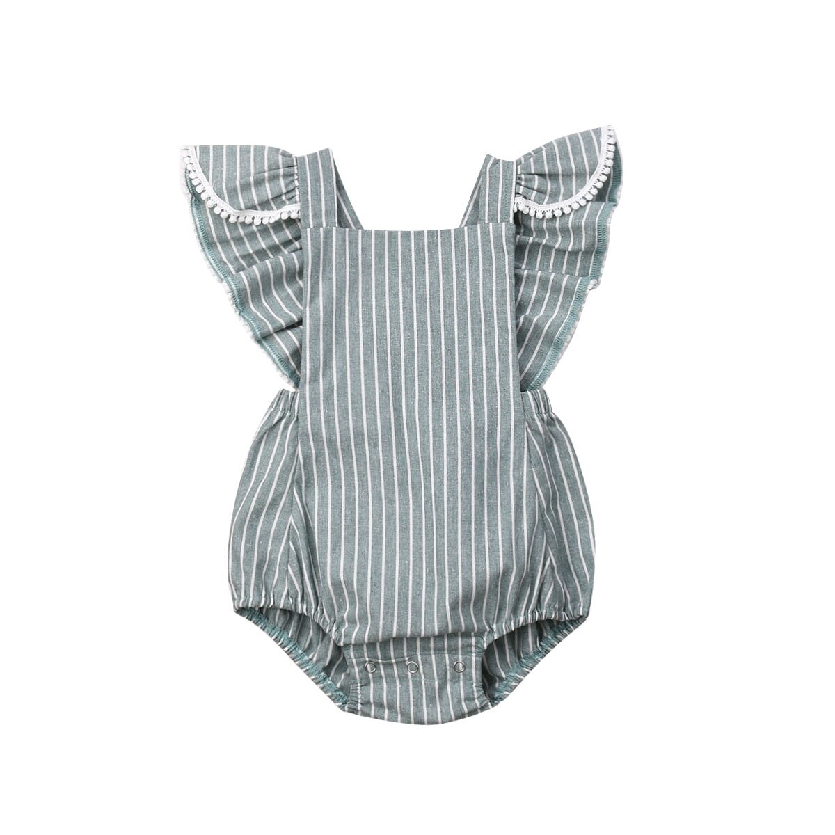 Combinaison sans manches à rayures pour -né | Vêtements d'été mignons pour bébé garçon fille, vêtements d'été: green / 24M