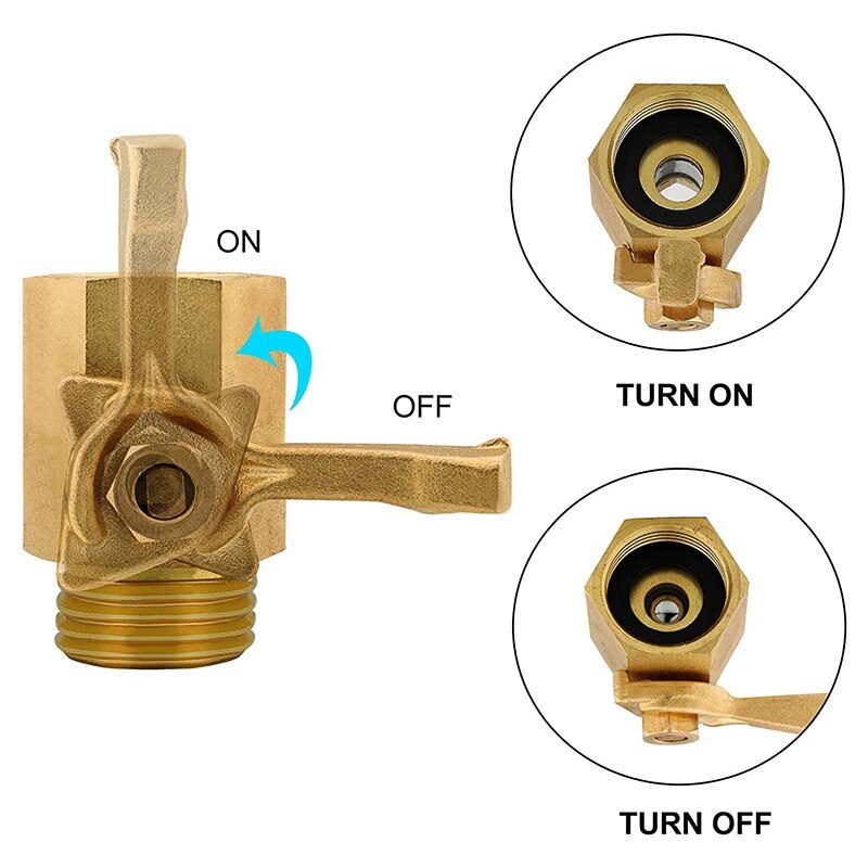 Heavy Duty Brass Shut Off Valve- 3/4 inch, Solid Garden Hose Shut Off Valve Fit All Garden Hose Connector