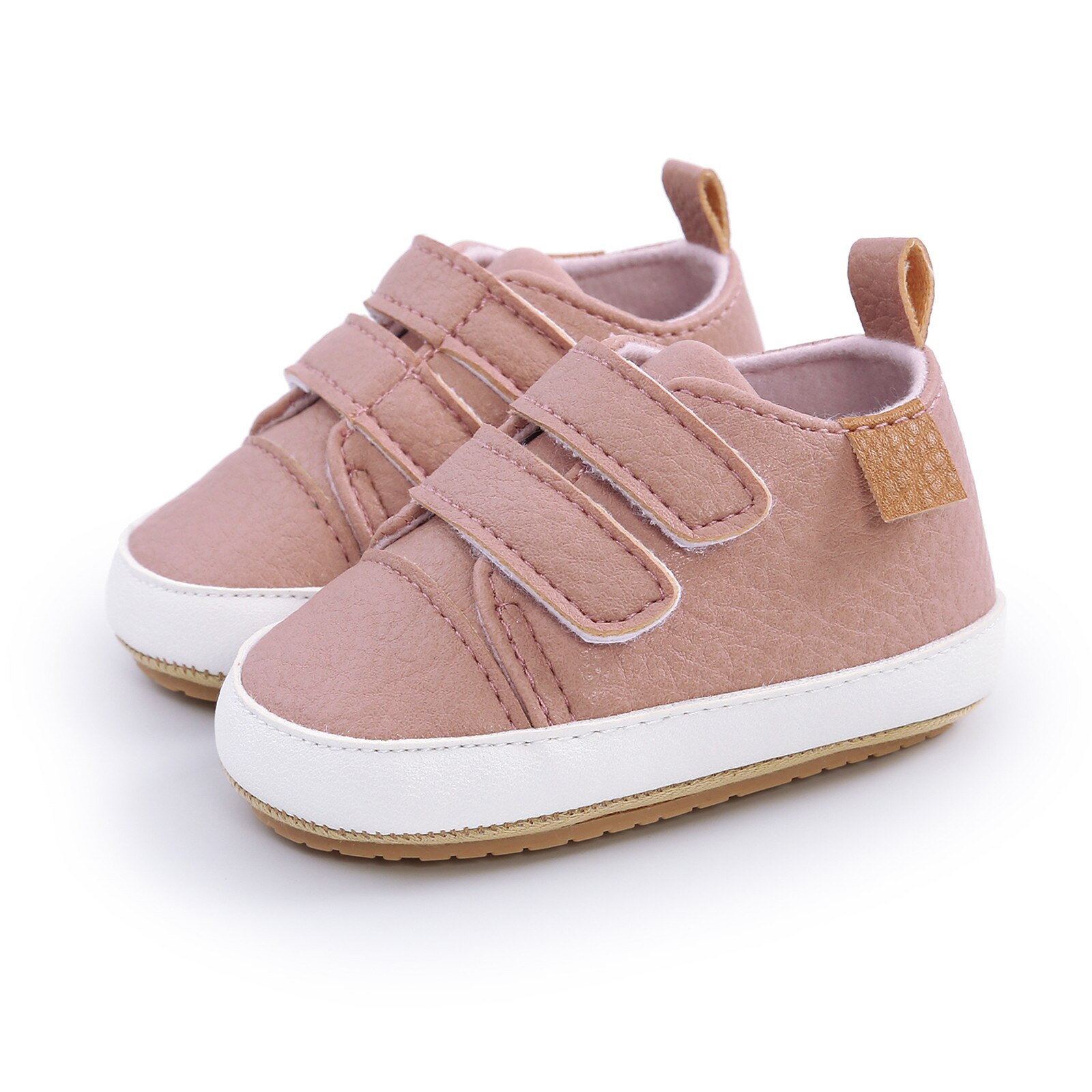 Infant Baby Girls Boys Walkers Shoes Sneaker Leather Soft Anti-slip Rubber Sole First Walkers: Pink / 13-18 Months