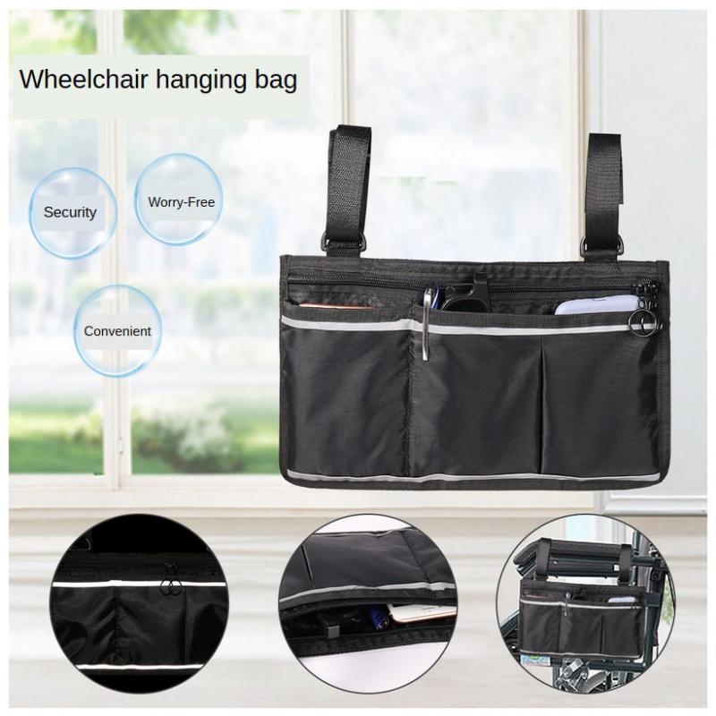 1pc Rollstuhl Seite Tasche Rollstuhl Rucksack Armlehne Tasche Gehhilfe Oxford Leichte Hängen Tasche Wasserdicht für Rollstuhl