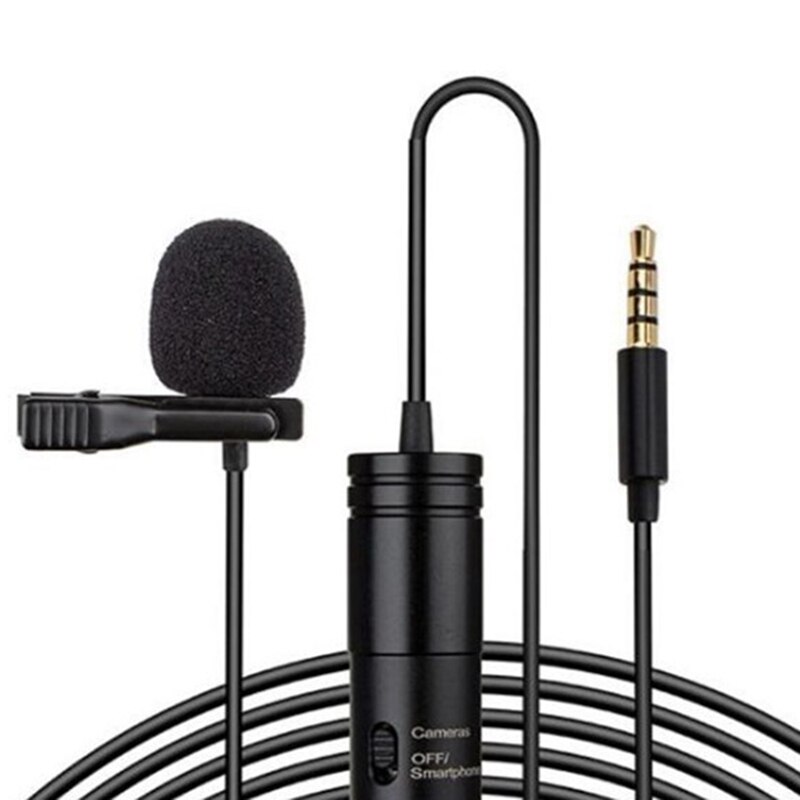 Portable Microphone Condenser Clip-on Lapel Mic Interview Microphone Wired Microphone for Phone SLR Camera Amplifier