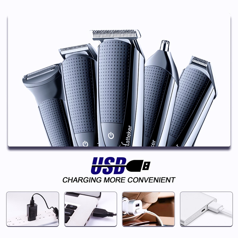 HATTEKER Hair Clipper for Men Beard Trimmer Electric Razor 5 in 1 Hair Cutting Machine Hair Trimmer Rechargeable