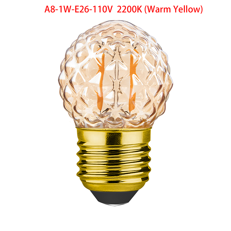 Led-pære  e27 220v e26 110v stk. spiralformet blød glødelampe 1w stk. varm hvid gul indendørs lysekrone rørformet kugleformet dekorative pærer: Varm hvid