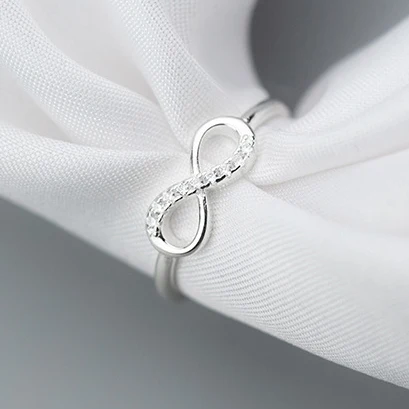 Ins Echt 925 Sterling Zilver Zirkoon Infinity Symbool Verstelbare Ring Voor Vrouwen Klassieke Fijne Sieraden Minimalistische Bijoux