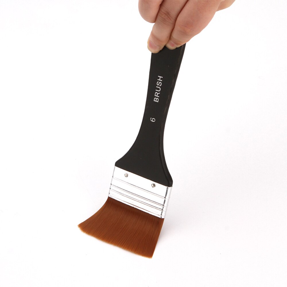 Flat Paint Brush Nylon Trim Art Paintbrush Wooden Handle for Gesso Stains Glues Varnishes Paint Wall Painting