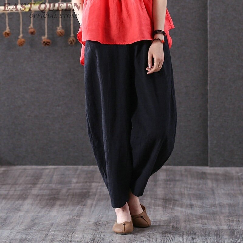 Lniane spodnie kobiet chiński styl lniane spodnie damskie w tradycyjny chiński spodnie FF820