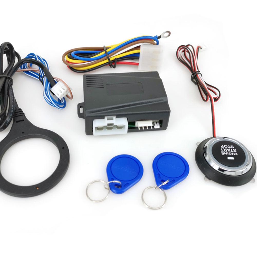 Key Less Start System Car With RFID Engine Lock Ignition System Starte 12V Anti-theft Automatically Locks Start Stop Push Butto