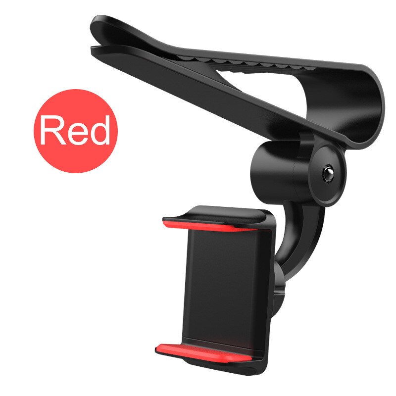 Solskærm bil mobiltelefonholder, universal 360 roterende bilmonteringsstøtte klipbeslag kompatibel til smartphones gps (sort): Rød